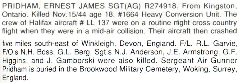 Pridham from They shall grow not old memorial book